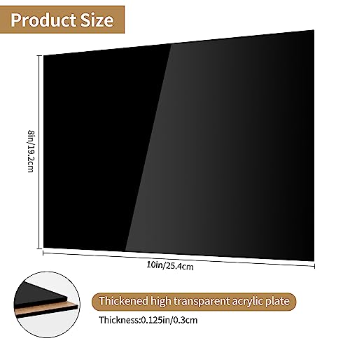 Black Acrylic Sheet 8x10 Lesnlok 2 Pieces Black Plexiglass Sheet 1/8 inch Thick, DIY Materials for Home Decor, Handcraft, Painting, Photography,Switch Panel, Display Stand - size: 8 x 10 x 1/8
