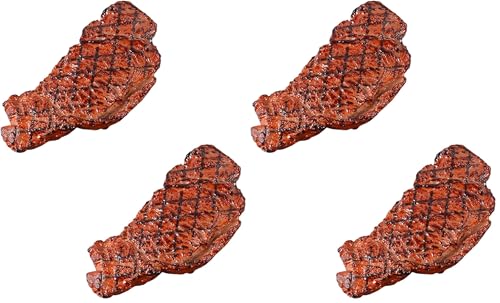 2Pcs Simulated Food Steak Artificial Lifelike Steak Fake Cooked Roast Beef Meat Model for Home Kitchen Cabinet Desk Shops Party Decor Sample Display Photography Props (Pack of 2) - size: free size (Pack of 2)
