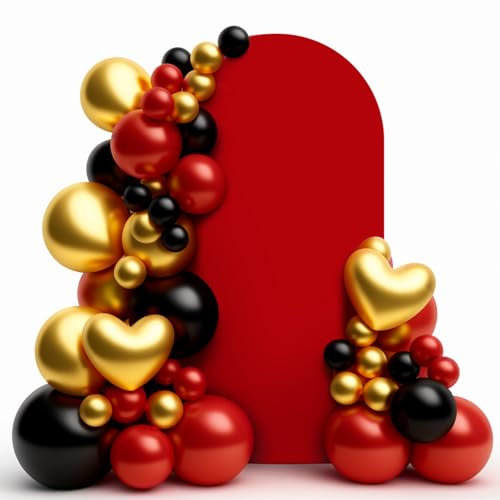 LEBENGURU Upgraded 5FT Wedding Arch Cover, Red Spandex Fitted Arch Backdrop Cover, Round Top Chiara Stand Covers for Birthday Party Baby Shower Banquet Balloon Décor - color: Red, size: 5FT