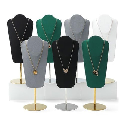 Necklace Display Luxury Metal Necklace Display Rack, Microfiber Jewelry Shelf for Stylish Props(Green) - color: Green