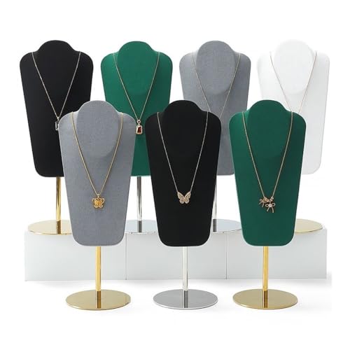 Necklace Display Luxury Metal Necklace Display Rack, Microfiber Jewelry Shelf for Stylish Props(Black) - color: Black