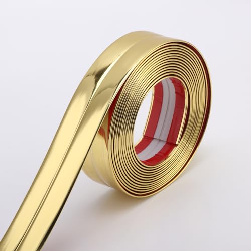 Trimold Multifunctional Wall Molding Trim & Corner Guards & Caulk Strip, Apply in Table Edge Door Frame Baseboard for Protection and Decoration, Shiny Gold, 16.4ft x 0.8in - color: Shiny Gold, size: 16.4ft x 0.8in