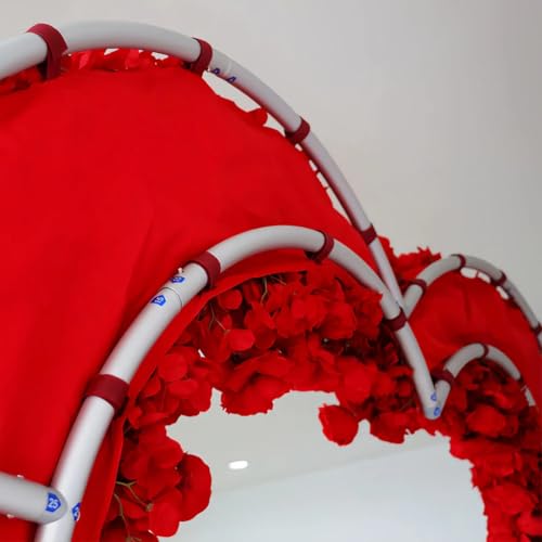 Heart Arch Stand, Heart Shaped Wedding Arch Fake Flowers, 5d Rose and Hydrangea Flower Backdrop, for Wedding Ceremony and Party Decoration,2.4×2.4m/8×8ft - size: 2.4×2.4m/8×8ft
