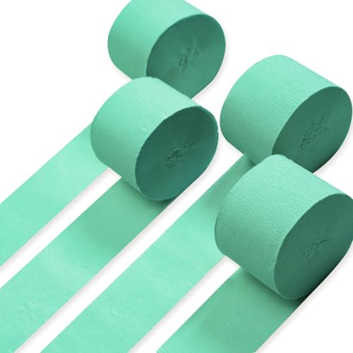 PartyWoo Mint Green Crepe Paper Streamers, 4 Rolls of 328ft for Party, Wedding, Birthday, Baby Shower Decorations by PartyWoo - color: Green-9592