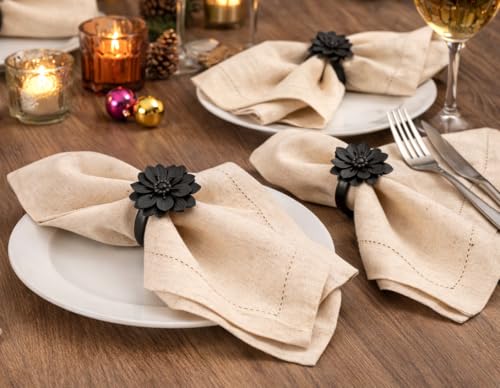 Linen Flax Cotton Cloth Dinner Napkins Set of 24-18x18 Natural Fabric with Hemstitched Mitered Corners - Machine Washable Wedding, Cocktail & Party Table Napkins - Natural - color: Natural, size: 18" x 18" (Set of 24)