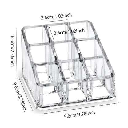 Clear Acrylic Lipstick Lip Gloss Organizer 9 Slots Small Comestic Display Holder for Nail Polish Essential Oil - size: 9 Spaces