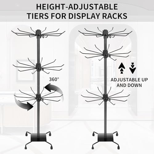 3 Tier Spinner Display Rack Retail Display Stand Metal Rotating Display Rack for Jewelry Keyring Socking HatsToys