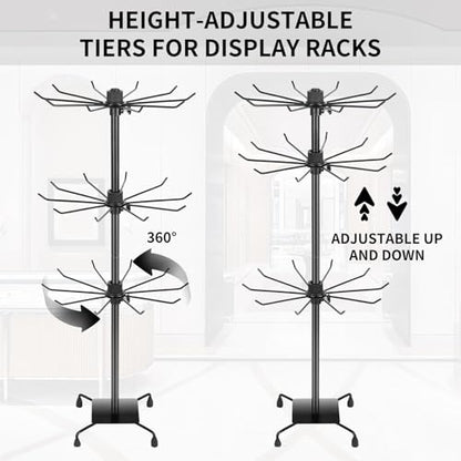 3 Tier Spinner Display Rack Retail Display Stand Metal Rotating Display Rack for Jewelry Keyring Socking HatsToys