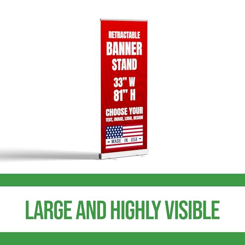 BCB Print Custom Retractable Banner 33x81 | Personalized Pull Up Banner, Roll Up Banner, Pop Up Display Sign | Custom Banner with OPTIONAL ADD-ON Stand Hardware | Made in USA | HD Print - color: Retractable Banner