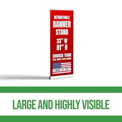 BCB Print Custom Retractable Banner 33x81 | Personalized Pull Up Banner, Roll Up Banner, Pop Up Display Sign | Custom Banner with OPTIONAL ADD-ON Stand Hardware | Made in USA | HD Print - color: Retractable Banner