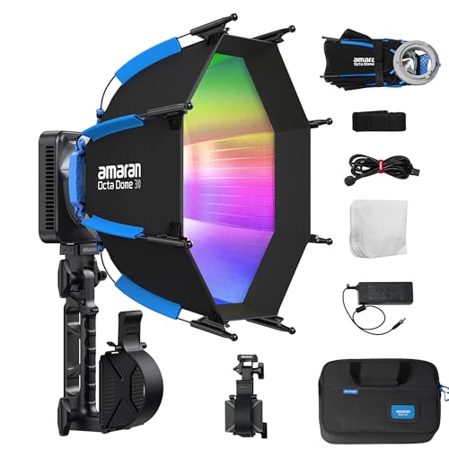 Amaran Ray 120c RGB Video Light,120w Portable Studio Photography Light CCT 1,800K-20,000K with Softbox Portable Bag for YouTube,TikTok,Live Streaming,Weddings,Vlog