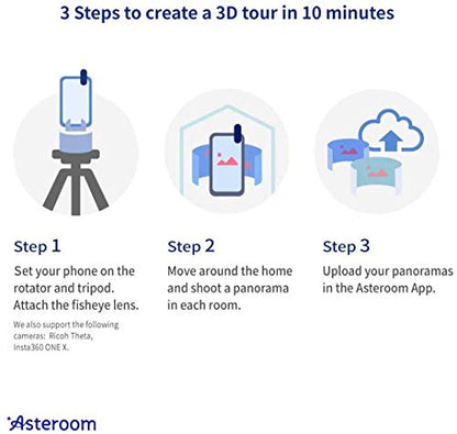 360 Camera 3D Virtual Tour Real Estate Kit - Gear Includes: Tripod, Digital Camera Rotator, Fisheye Cam Lens (Asteroom Phone Case Not Included, Purchased Separately on Amazon)