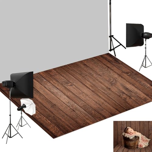 Kate Dark Brown Wood Rubber Floor Mat, Non-Slip Non-Reflective Wood Floor Drop for Newborn Baby Portrait & Studio Photography, Washable Reusable Backdrop Floor Mat 8X5ft - color: Red Brwon, size: 8x5ft