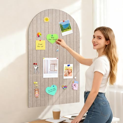 2 Pcs Foldable Felt Bulletin Board, 0.35" Thick Arch Fabric Pin Board with Adhesive Sticker, Large Cork Boards Wall Mount Memo Boards for Office Bedroom Living Room, Decorative Board (47x24 inch) - size: 47x24 inch