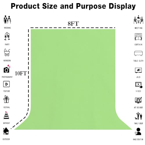 Large Screen Backdrop 10x10FT Light Green Background Cloth Photo Studio Shooting Props - color: Light Green, size: 10X10ft