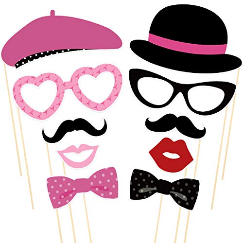 18PCS Booth Props Kit French Theme Photo Booth Props Favors for Birthday Wedding Baby Shower Party Decoration Supplies