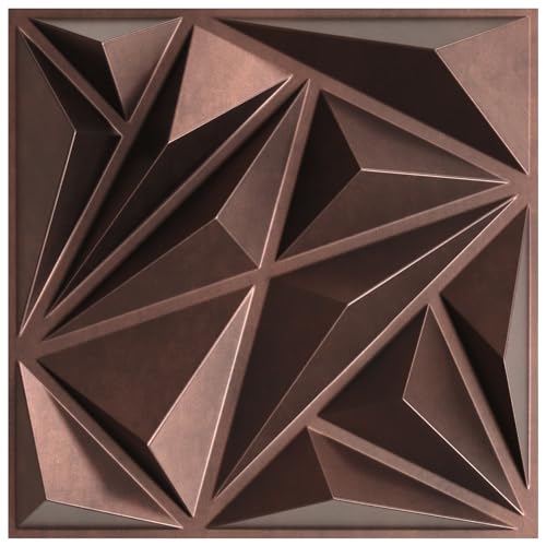 STICKGOO 33 Pack Diamond Wall Panels for Interior Wall Decor, Antique Copper 3D Decorative Panels, 12''x12'' Accent Tiles for Living Room, Bedroom, TV Background - color: Antique Copper