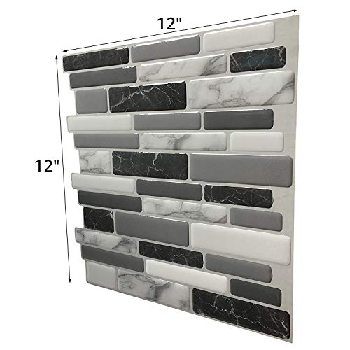 Art3d 12"x12" Peel and Stick Backsplash Tile for Kitchen, Marble Grey (6-Sheet) - color: Light Grey