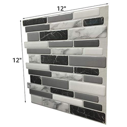 Art3d 12"x12" Peel and Stick Backsplash Tile for Kitchen, Marble Grey (6-Sheet) - color: Light Grey