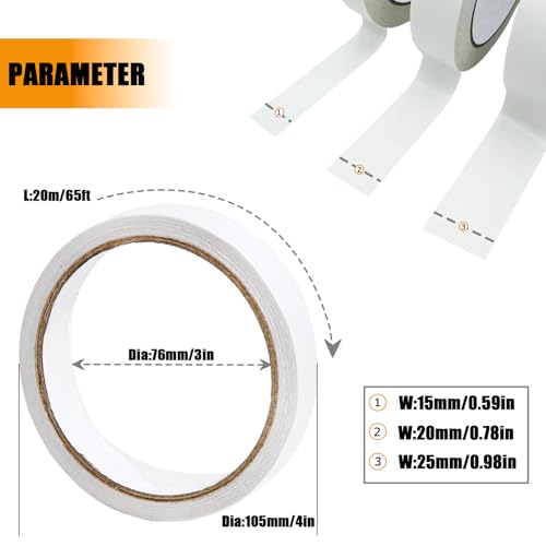Double Sided Tape for Clothes, Fabric Tape, Double-Sided Hem Tape for Hemming, Clothing, Scrapbook Supplies, Gifts Box, Scrapbooking, Tear-by-Hand, 6 Roll Heavy Duty Multi-Size Adhesive Tape - size: 15 mm, 20 mm, 25 mm