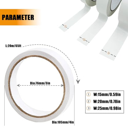 Double Sided Tape for Clothes, Fabric Tape, Double-Sided Hem Tape for Hemming, Clothing, Scrapbook Supplies, Gifts Box, Scrapbooking, Tear-by-Hand, 6 Roll Heavy Duty Multi-Size Adhesive Tape - size: 15 mm, 20 mm, 25 mm
