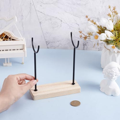 AHANDMAKER Crystal Stone Holder Display Stand Jewelry Organizer Stand with Wooden Base Detachable Jewelry Wrap Watch Organizer Holder for Necklaces Rings Bracelets Keychains Storage