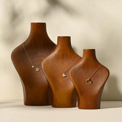 Solid Wood Jewelry Bust Necklace Display Showcase Jewelry Necklace Stand Display Holder(H11.73) - color: H3