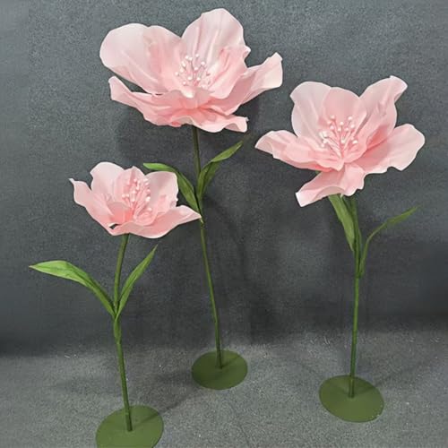 5.3 Ft Large EVA Artificial Flowers, Giant Flowers Decoration with Standing, Big Handcrafted Flowers for Party Banquet Decor, Home, Garden, Wedding, Window Display, Photography Props - color: D Light Pink