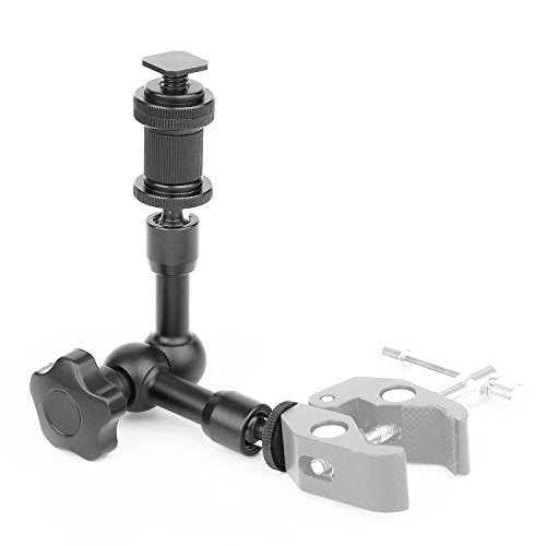 ChromLives 7'' Magic Arm, Articulating Magic Friction Arm Adjustable with Hot Shoe Mount 1/4'' Tripod Screw Compatible with DSLR Camera Rig/LCD/DV Monitor/LED Lights/Flash Light/Microphone - color: magic arm