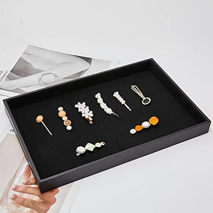Black Velvet Stackable Jewelry Tray Showcase Display Earring Necklace Bracelet Rings Organizer…… (4 pcs) - size: 4 pcs
