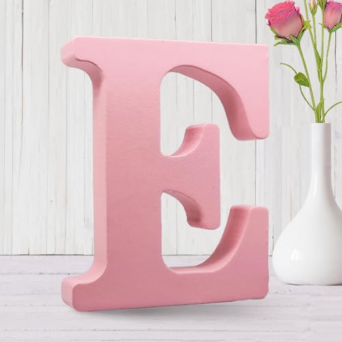 AOCEAN 6 Inch Pink Wood Letters Unfinished Wooden Letters for Wall MAGA Decorative Standing Letters Slices Sign Board for Crafts Christmas Decoration Home Party Projects (E) - style: E