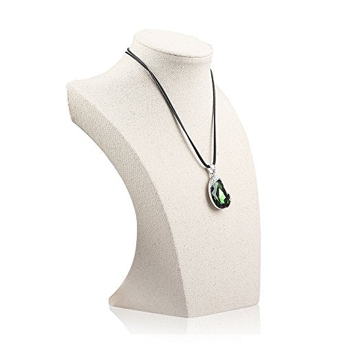 Oirlv Linen Necklace Display Bust 3D Necklace Organizer Jewelry Display Holder (H-11.8inches) - size: H-11.8inches