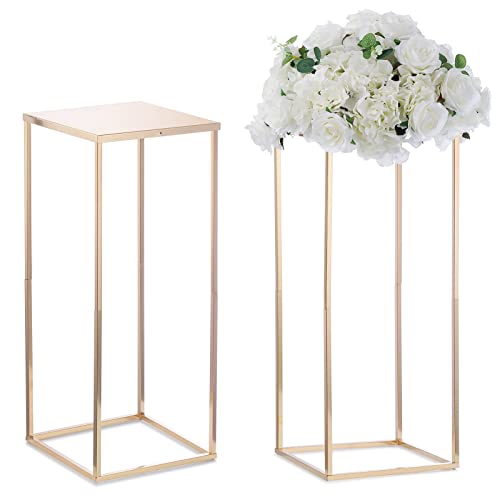 NUPTIO Gold Vases for Centerpieces Wedding - 2 Pcs 23.6 inch Tall Gold Vase Wedding Centerpieces for Tables - Geometric Gold Centerpieces for Table Flower Stand for Table Centerpieces for Weddings - color: Gold, size: 23.6 inch - 2 PCS