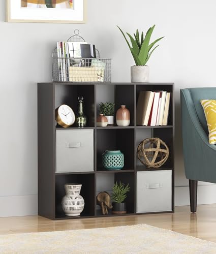 Whitmor 9 Cube Storage Organizer, 3 Tier Stackable Mdf Wood Bookcase, Open Storage Display Bookshelf, Storage Cabinet for Living Room, Bedroom, Home, Office, 35.5"L x 11.7"W x 35.5"H, Espresso - color: Espresso, size: 9 Cube Stackable
