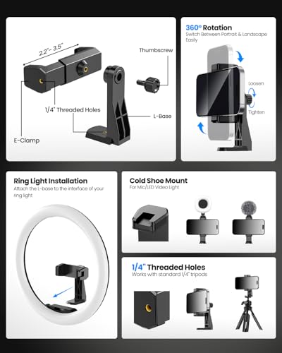 UBeesize 12" Desk Ring Light with Stand & Phone Holder - Adjustable Studio Light for Photography，Zoom Meetings, YouTube, TikTok, Live Streaming - style: Smart Touch Model