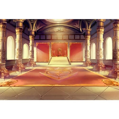 7x5ft Luxury Palaces Photo Backdrop Ancient Royal Throne Golden Hall Carpet Marble Pillar Photography Background Wedding Birthday Kids Costume Party Princess Prince King Queen Portrait - size: 7x5ft