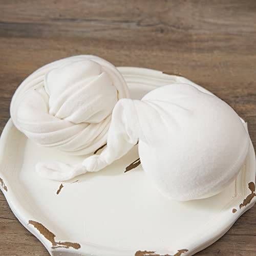 Zeroest Newborn Photography Wraps with Hat Baby Photo Outfit Girl Stretch Blanket Infant Boy Props for Baby Photo Shoot - color: White