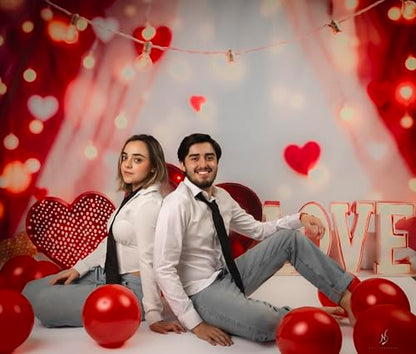 Kate 10x8ft/3x2.5m Valentine's Day Backdrop for Photography Red Hearts Photoshoot Background Photo Video Studio Props - size: 10x8ft