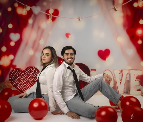 Kate 10x8ft/3x2.5m Valentine's Day Backdrop for Photography Red Hearts Photoshoot Background Photo Video Studio Props - size: 10x8ft