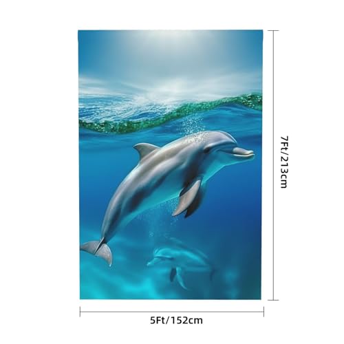 Swimming Dolphin in Blue Sea Backdrop Background for Photography 5x7ft Photobooth Professional Photo Backdrop Curtains Video Photography Studio Photo Backgrounds Banner Booth Background Screen Parties - color: Swimming Dolphin In Blue Sea