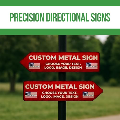 Custom Left Arrow Metal Sign by BCB Print - Personalised Directional Sign with Your Photo, Text or Logo | Weatherproof Arrow Yard Display for Indoor & Outdoor | Made in USA | Multiple Sizes - color: Left Arrow Metal Sign
