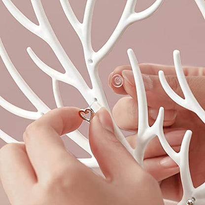 MORE&LESS Antlers Jewelry Display Stand,Tree Tower Rack Hanging Organizer for Ring Earrings Necklace Bracelet - color: A Matcha Green