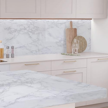 practicalWs Peel and Stick Marble Wallpaper 15.7'' x 472.4'' Marble Contact Paper for Cabinets and Drawers, White Gray Granite Self Adhesive Removable Kitchen Backsplash Vinyl Wall Paper - color: Gray/White, size: 15.7" x 472.4"