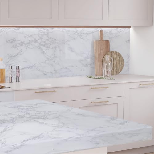 practicalWs Peel and Stick Marble Wallpaper 15.7'' x 472.4'' Marble Contact Paper for Cabinets and Drawers, White Gray Granite Self Adhesive Removable Kitchen Backsplash Vinyl Wall Paper - color: Gray/White, size: 15.7" x 472.4"