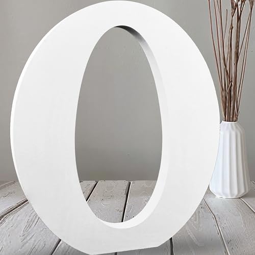 AOCEAN 12 Inch White Big Wood Letters Unfinished Wooden Letters for Wall Decor Decorative Standing Letters Slices Sign Board Decoration for Craft Home Party Projects (O) - color: O