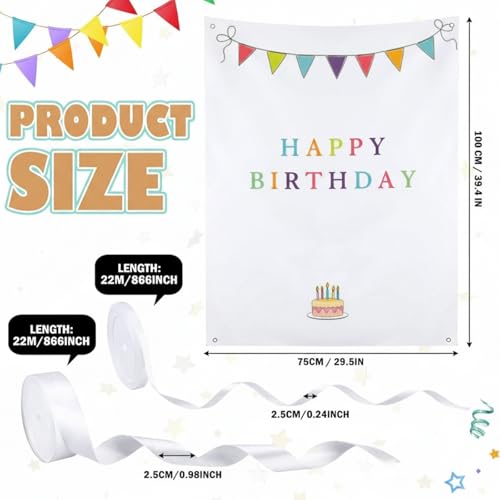 Oudain 29x39 Inch Happy Birthday Burlap Banner, Fabric Party Decorations Backdrop, Boho Rustic Photo Props Sign with Hanging String for Birthday Party Indoor Outdoor Yard Wall Decor, Style 2 - size: 29x39 Inch, style: Happy Birthday 2