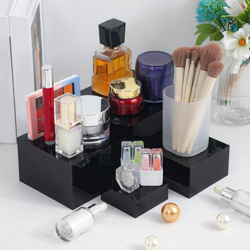 Geelin 6 Pack Acrylic Risers for Display Acrylic Cube Boxes Risers Display Stands with Hollow Bottoms Decorative Stand for Jewelry Candy Table Decor 6 Sizes(Black,3 to 8 Inch,Square) - color: Black, size: 3 to 8 Inch
