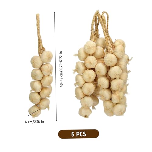 5Pcs Fake Garlic String, Simulation Lifelike Fake Vegetables Decorative Artificial Garlic Strings Photography Props for Home Kitchen, Kitchen Wall Decor