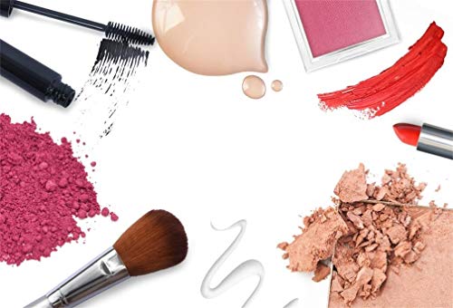 AOFOTO 12x10ft Fashion Makeup Set Backdrop Trendy Girl Beauty Photography Background Cosmetics Blogger Live Video Banner Powder Brush Lipstick Eyeshadow Skincare Tools Photo Studio Props Wallpaper - size: 12x10ft