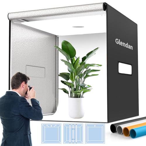 Glendan 40"x40" Light Box Photography, Large Photo Light Box with 3 Light Panels, 594 LED Beads, CRI >95, Professional Photo Booth Shooting Tent Kit with 4 Color Backdrops for Product Photography - size: 40*40 Inch